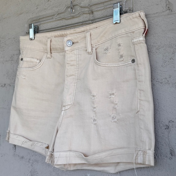 Anthropologie Pilcro Cream Button Fly High Rise Distressed Jean Shorts Waist 29 - Picture 4 of 13